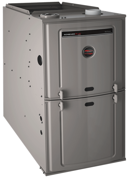 A modern gas furnace featured in a sleek design, showcasing its metallic exterior and clean lines showing one of the best install brands of furnace we provide.